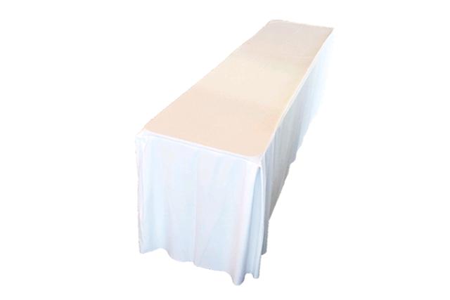 8' X 24" WHITE FITTED TABLE COVER