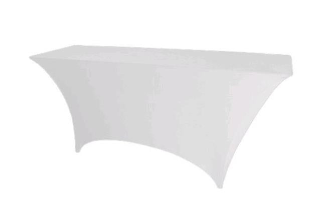 6' X 30" WHITE RECTANGULAR SPANDEX COVER