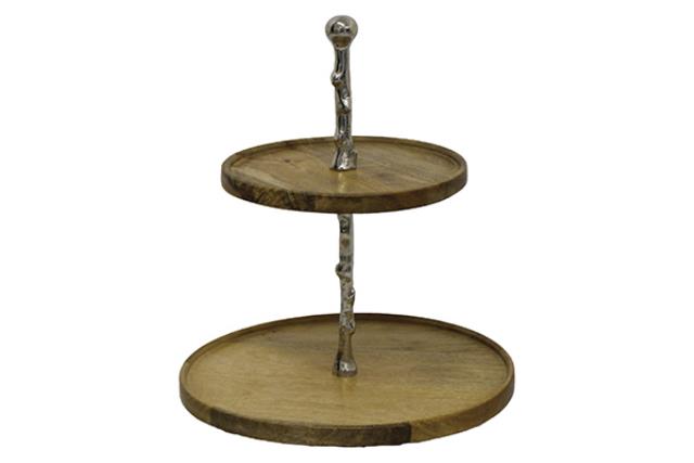 2-TIER WOOD  TRAY