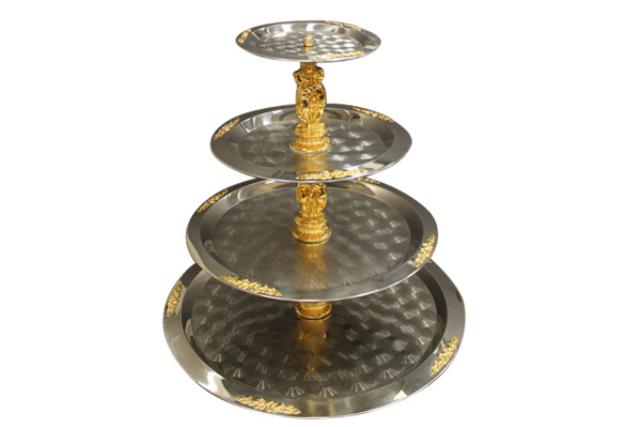 4-TIER GOLD FIGURINE FANCY TRAY