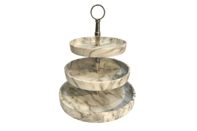 3-TIER MARBLED TRAY