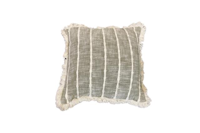 PILLOW, SAGE IVORY FRINGE
