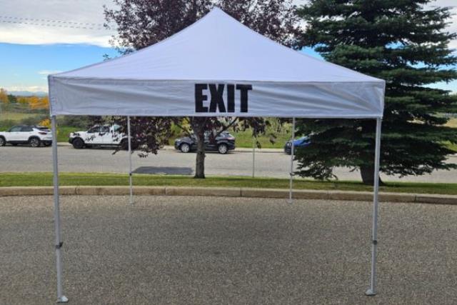 'EXIT' BANNER for VALENCE TENT TOP