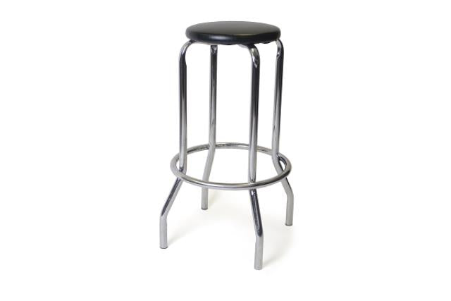 Bar Stool, Black Seat and Chrome Frame
